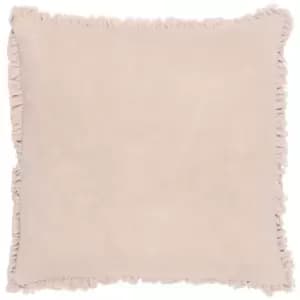 Bertie Washed Cotton Velvet Cushion Natural, Natural / 45 x 45cm / Polyester Filled