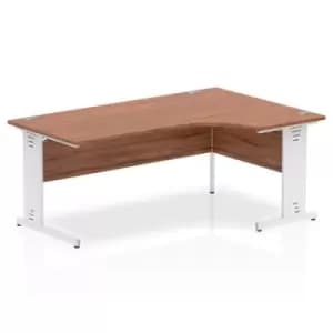 Dynamic Impulse 1800mm Left Crescent Desk Walnut Top White Cable Managed Leg MI002148