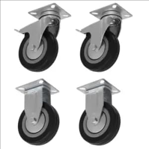 Sealey 4pc Castor Wheel Combo - Fixed & Swivel Plate Ø100mm