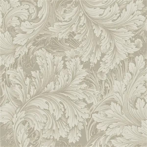 Grandeco Rossetti Acanthus Leaves Scroll Smooth Wallpaper Taupe