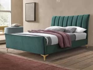 ASC Cassius 4ft Small Double Green Velvet Upholstered Fabric Bed Frame