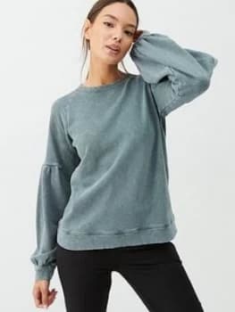 Whistles Gathered Sleeve Sweatshirt - Pale Green