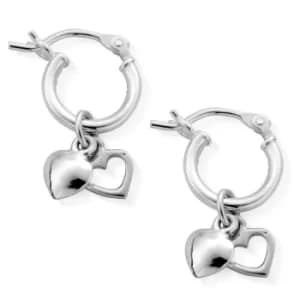 ChloBo SEH040 Women's Double Heart Small Hoop Earrings