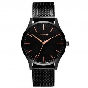 MVMT Mens Black Stainless Steel Mesh Strap Watch