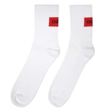 Hugo Black 2 Pack Ribbed Socks - White