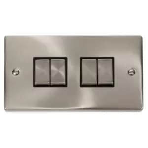 Satin Chrome 4 Gang 2 Way Light Switch - VPSC414BK - 217441