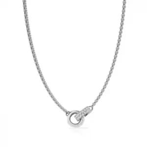 Guess Silver Tone Crystal Linked Ring Necklace
