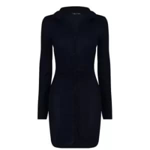 I Saw It First Ruched Long Sleeve Shirt Dress - Black