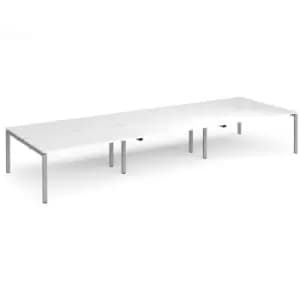 Dams Adapt triple back to back desks 4800mm x 1600mm - silver frame, white top