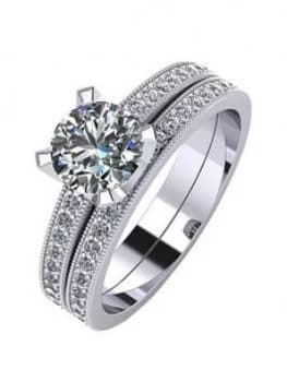 Moissanite Platinum 1.4ct Two Piece Bridal Set, Platinum, Size J, Women