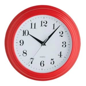 Premier Housewares Vintage Plastic Wall Clock - Red