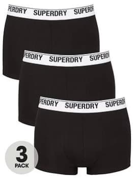 Superdry Trunks (3 Pack) - Black, Size S, Men