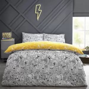 Doodles Duvet Cover Set White/Black