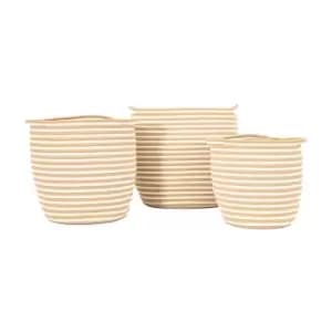 Gallery Interiors Set of 3 Bindi Striped Basket in Black
