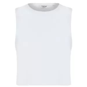 Firetrap Heavy Ribbed Crop Racer Tank - White