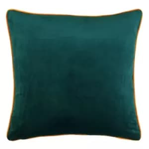 Meridian Velvet Cushion Teal/Clementine