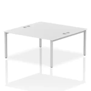 Impulse Bench B2B 2 Person 1600 Silver Frame Office Bench Desk White