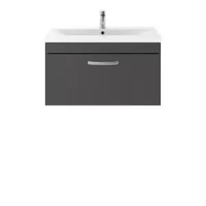 Nuie Athena 800 Wall Hung Single Drawer Vanity & Mid-edge Basin - Gloss Grey