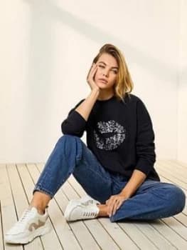 Mint Velvet Leopard Lips Sweat Top - Navy