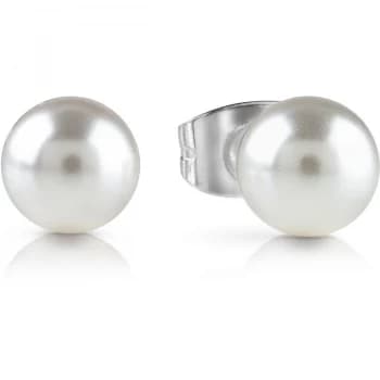 GUESS rhodium plated small Swarovski pearl stud earrings.