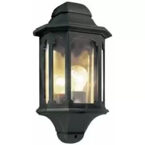 Loops - Outdoor IP44 1 Bulb Half Lantern Wall Light 5 Sided Black LED E27 100W