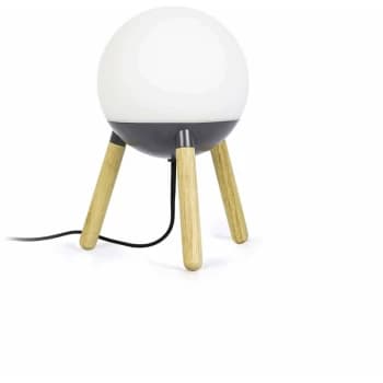 Faro Mine - 1 Light Table Globe Lamp Wood, Dark Grey, E27