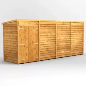 16X4 Power Overlap Pent Windowless Double Door Shed