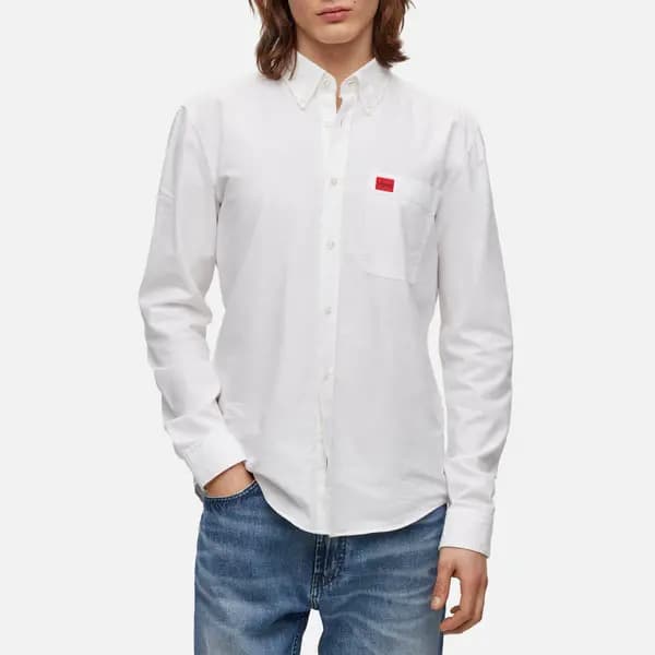 HUGO Evito Cotton-Canvas Shirt - L