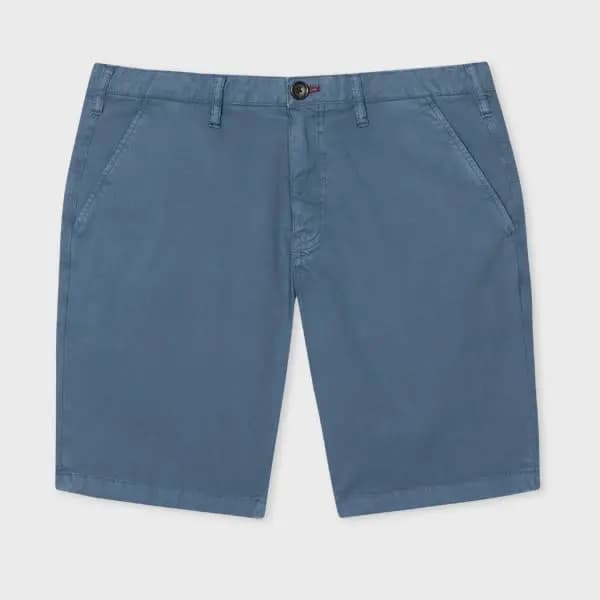 Paul Smith Washed Blue Cotton-Twill 'Broad Stripe Zebra' Shorts