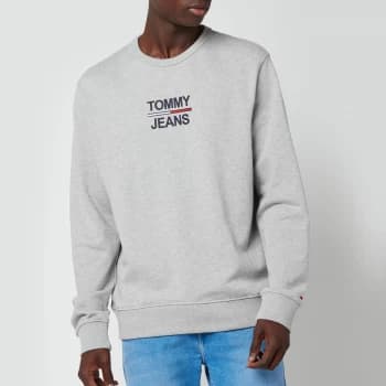 Tommy Jeans Mens Essential Crew Sweat - Light Grey Heather - L