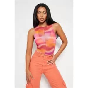 I Saw It First Multi Tie Dye Textured Mesh Seam Detail Racer Bodysuit - Multi