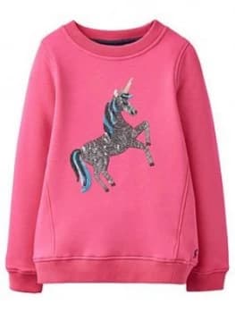 Joules Girls Viola Unicorn Crew Neck Sweat - Pink, Size Age: 5 Years, Women