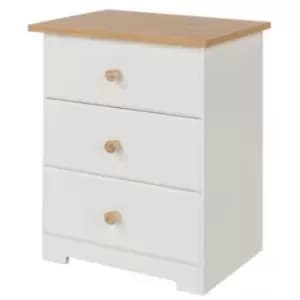Colorado Soft Cream Painted 3 Drawer Bedside Cabinet