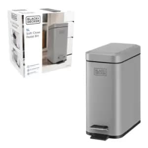 Black and Decker 5L Slimline Soft Close Pedal Bin - Grey