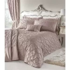 Bentley Damask Throwover Plus 2 Pillow Shams Set Woven Blush Dull Pink 254x254cm - Blush
