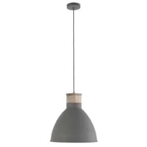 Metta Dome Pendant Ceiling Lights Grey Industrial, Wood Blank