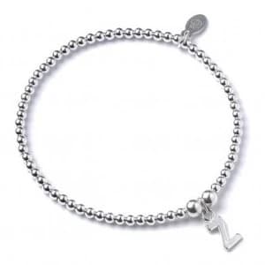 Initial Z Charm with Sterling Silver Ball Bead Bracelet