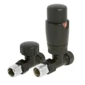 Towelrads Straight TRV and Lockshield Valves Round Black 1/2" - 539211