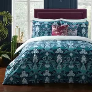 Laurence Llewelyn Bowen - Suburban Jungle 200 Thread Count 100% Cotton Duvet Cover Set, Navy, Double