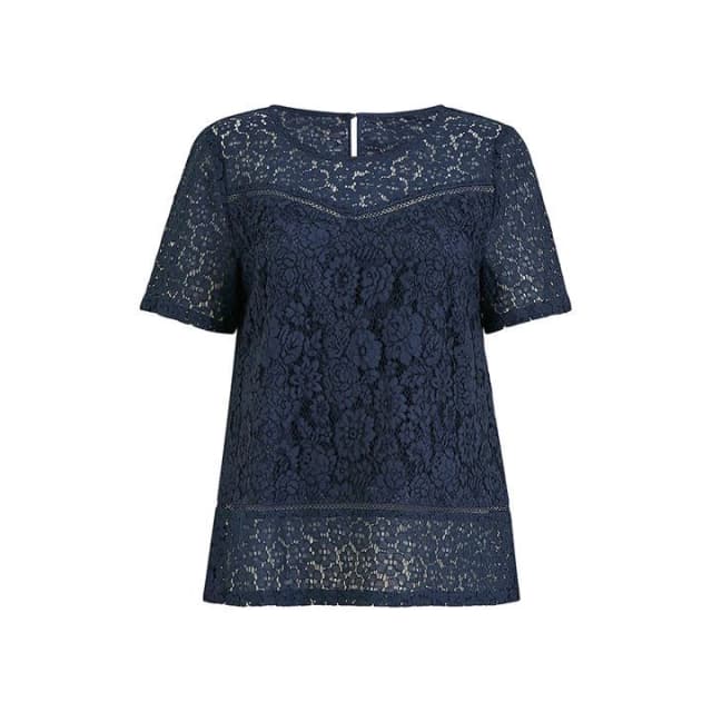 Yumi Navy Lace Floral Top - 8