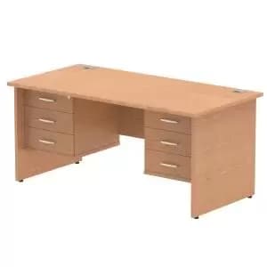 Impulse 1600 Rectangle Panel End Leg Desk OAK 2 x 3 Drawer Fixed Ped
