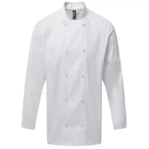 Premier Mens Coolchecker Long-Sleeved Chef Jacket (M) (White) - White