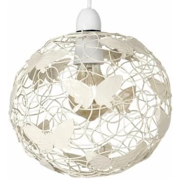 Minisun - Cream Wire Frame Globe Ceiling Pendant Light Shade With Butterflies