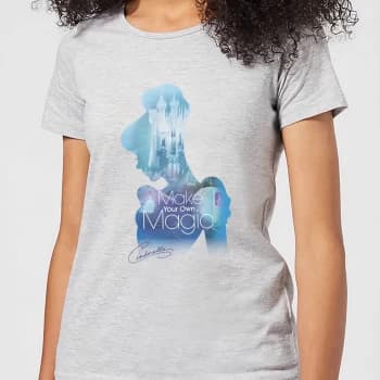 Disney Princess Filled Silhouette Cinderella Womens T-Shirt - Grey - S