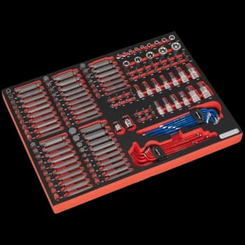 Sealey TBTP07 177 Piece Screwdriver Bit and Socket Set in Module Tray 1/4"