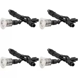 4 PACK Single Recessed 35mm Decking Light Module - 0.65W CCT LED - Steel
