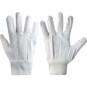 White Knitted Wrists Cotton Drill Gloves 7OZ