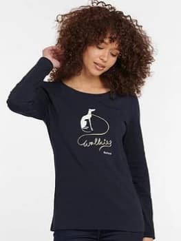 Barbour Barbour Homeswood Walkies Long Sleeve Jersey Top - Navy, Size 12, Women