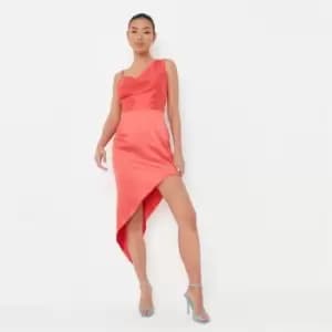 Missguided Drape Front Asym Midaxi Dress - Red