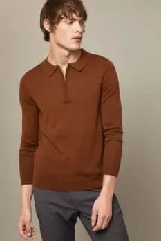 Mens 1904 Merino Blend Zip Polo Shirt